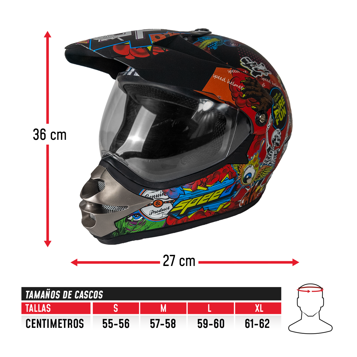 Casco Off Road R1 CC-OFR-R1-006 Certificado DOT Motocross